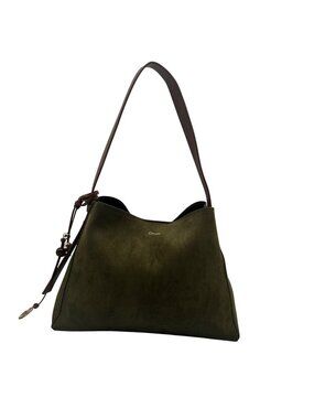 Grossi Green Suede Hobo Crossbody Bag